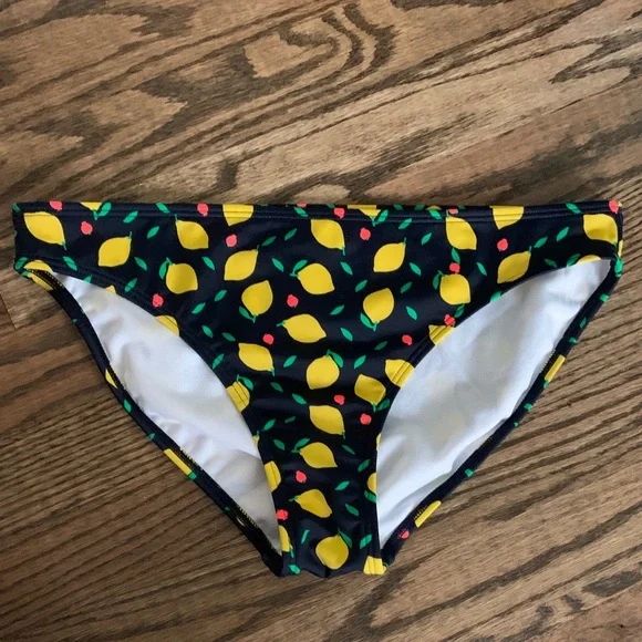 Boden Lemon Print Black Bikini Bottom - Picture 2 of 5